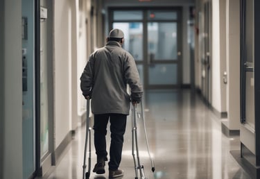 A modern medical consultation room with equipment and a doctor attending a patient.