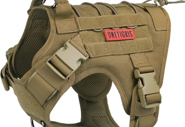 OneTigris Tactical Dog Harness for Large Dogs,No-Pull Dog Harness Vest with Hook & Loop Panels, Mili