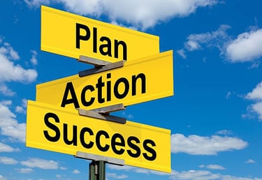 a sign that says plan action success