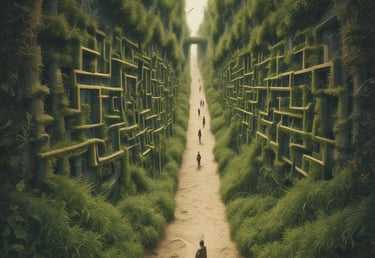 A dimly lit display booth with various vintage-style lamps and light bulbs, some hanging from ropes, others sitting on a table with a blue cloth. The setup has a retro and industrial vibe, with several decorative items and books placed around the lights. A sign reads 'MARTE LUMEN', suggesting a focus on lighting design.