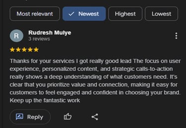google review about our digital marketing services from our clients