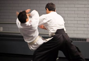 Ishikawa sensei performing aikido kokyu nage during calgary seminar