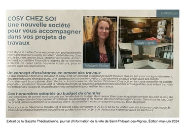 Article de presse - Cosy Chez Soi - La presse en parle