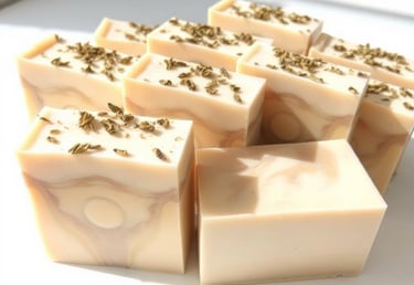 handmade soap with botanicals on top