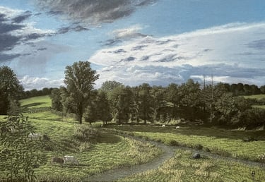 Tableau peinture à l'huile - Paysage des Combrailles