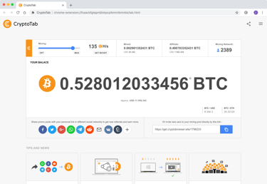 CryptoTab dashboard