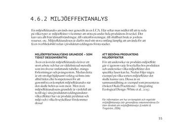 Kapitel om miljöeffektanalys med ny approach för att stärka designprocessen.