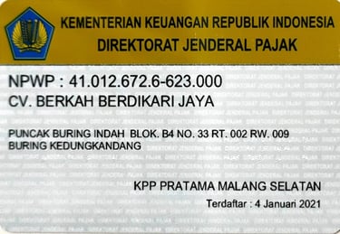no npwp cv berkah berdikari jaya