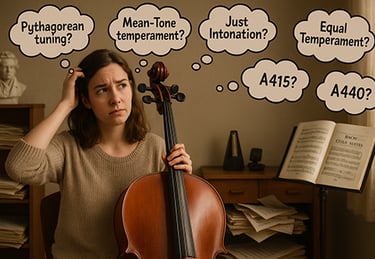 cellist puzzling over intonation