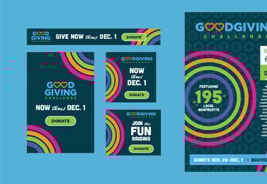 Poster and digital ads featuring campaign graphics