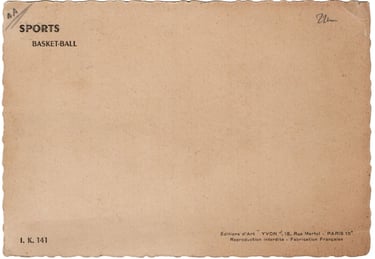1940s Editions D'Art Yvon Sports Serie No. 141 Basket-Ball Card (France) BACK