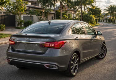 Sedã turbo 2021 da CAOA Arrizo 5 com câmbio CVT de 9 marchas visto pela traseira