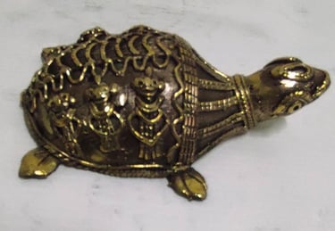 "Traditional brass tortoise–handcrafted decorative art for good luck and positivity-Globally tradable"