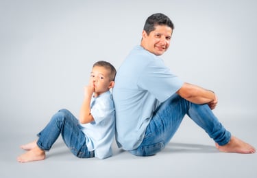 "Un retrato de familia, padre y su hijo pequeño"