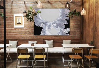 Canvas print with an artistic interpretation of Silver Sunflowers. 