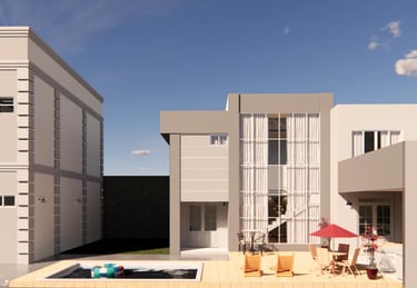 casa com piscina e com deck 