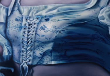 Anita Papp distorted oil painting, fabric