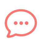 Pink outline of a chat bubble icon with three dots representing a message speaking spanish online