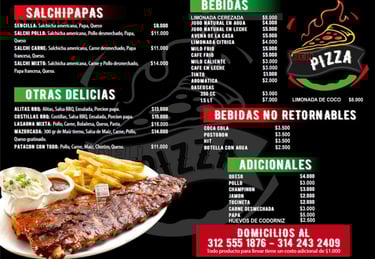 Menu Calchipapas en Delipizza Cajamarca