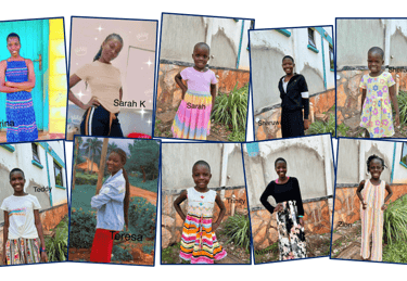Fotocollage der Mädchen im Mirembe Cottage of Street Girls