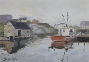 Peggy's Cove at Summer Solstice - Painting by David Shimp