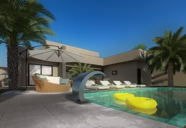 piscina com cascata e hijau