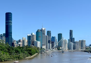Brisbane CBD, Kangaroo Point Bridge seen from Kangaroo Point, Brisbane, 2024