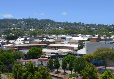 Toowoomba rooftop carpark at Grand Central Shopping Centre looking north-east