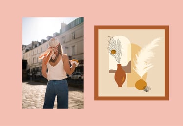 a woman in a white top and a picture of a woman in a white top