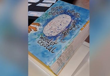 foto do livro "Wonder Crystal" da escritora cingalesa Sybil Wettasinghe