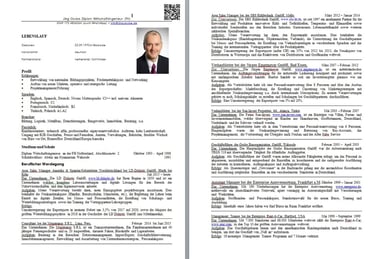 Lebenslauf von Jörg Grube auf zwei Seiten