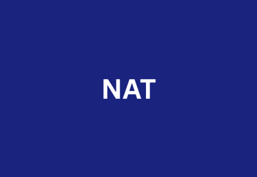 a blue and white natt logo on a blue background