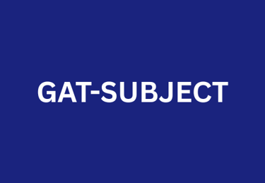 a blue background with the words gat - subject subject of the gat -