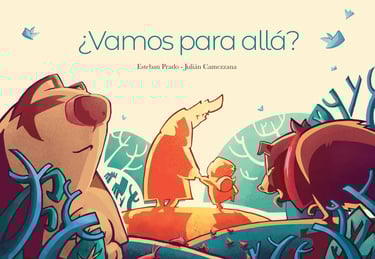 Cubierta del libro álbum infantil: ¿Vamos para allá? Una nena con su papá dan un paseo.