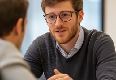 Eine Person, die eine andere Person gegenüber Konsultiert