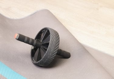a yoga mat with a wheel on top of it