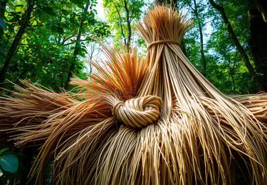 An arrangement of natural fibers for cordage making.