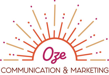 Logo Oze Communication & Marketing orné d'un demi soleil