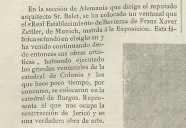 Recorte de periodico con la notica de Domènec Balet como director del Pabellón Alemán