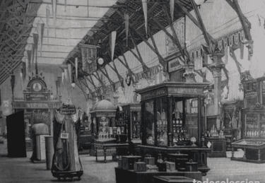 Gabado antiguo del Interior del Pabellón Alemán de Exposición Universal de Barcelona 1888