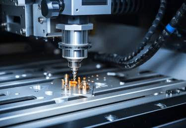 a machine is making a hole in the center of a machine