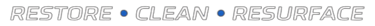 Professional surface maintenance text reading restore, clean, and resurface on a black background.