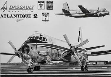 Dessin réaliste en noir et blanc de l'avion ATL 2