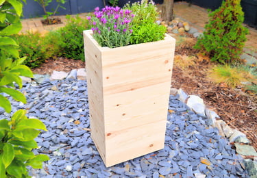 tall wooden planter made from natural wood handmade quality wood  