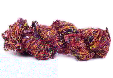 multicolour banana fiber yarn. vibrant colour and chunky yarn.  good for weaving fabrics