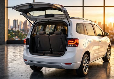 porta malas de carro de 7 lugares no Brasil em 2026 mostrando espaço interno e terceira fileira