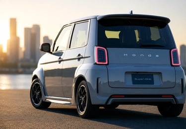 Traseira do Honda Super-ONE elétrico com visual compacto e urbano no Japão.