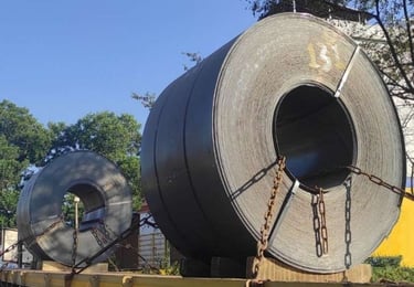 Left side view of Hot Rolled Steel Coil used in construction and fabrication