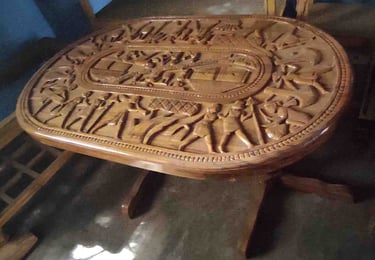 Round Teak Wood Dining Table – Classic Handcrafted Indian Design