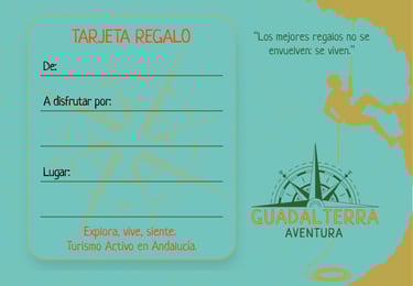 Parte trasera de la tarjeta regalo de Guadalterra Aventura